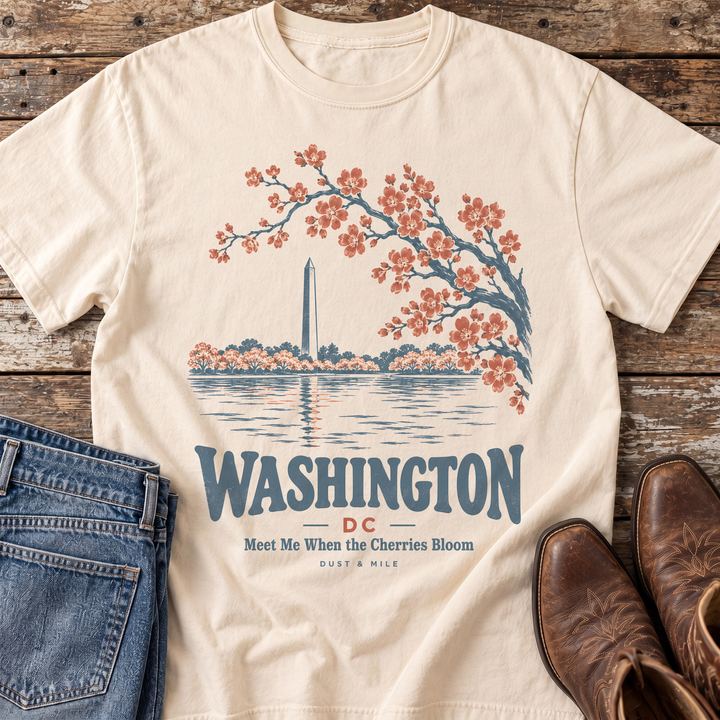 Washington DC Cherry Blossoms T-Shirt in Ivory