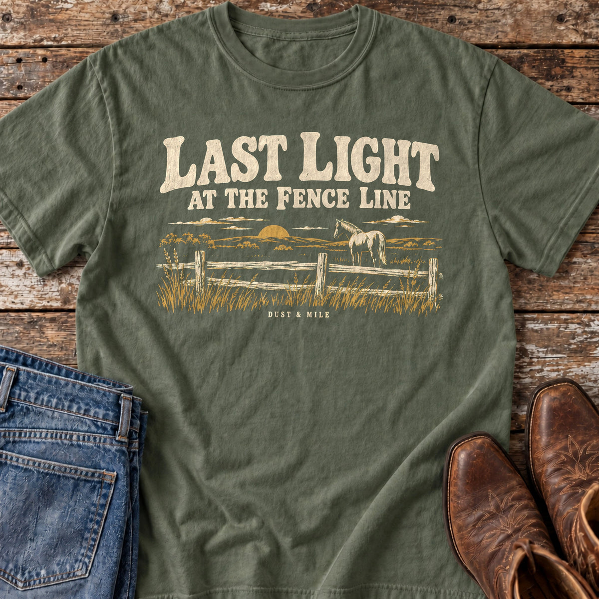 Last Light at the Fence Line T-Shirt