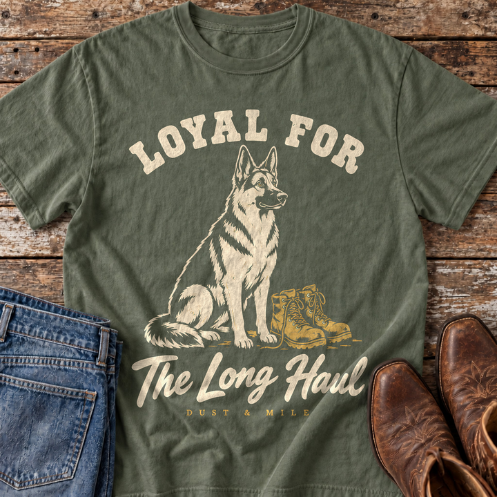 Loyal for the Long Haul German Shepherd T-Shirt in Moss