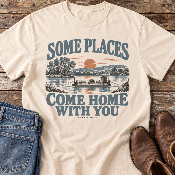 Some Places Come Home With You T-Shirt in Ivory