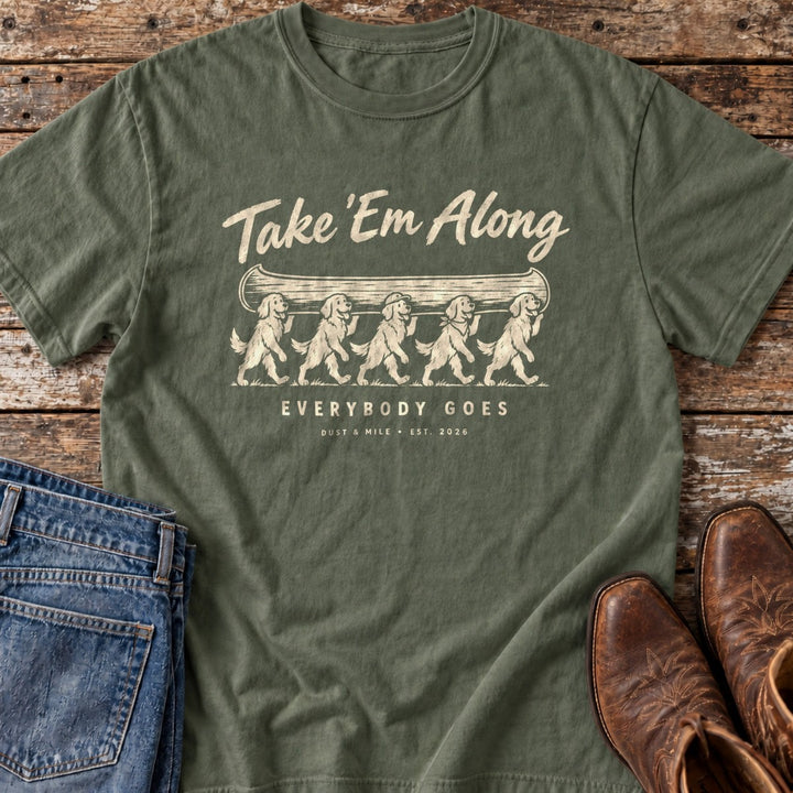 Take 'Em Along T-Shirt in Moss