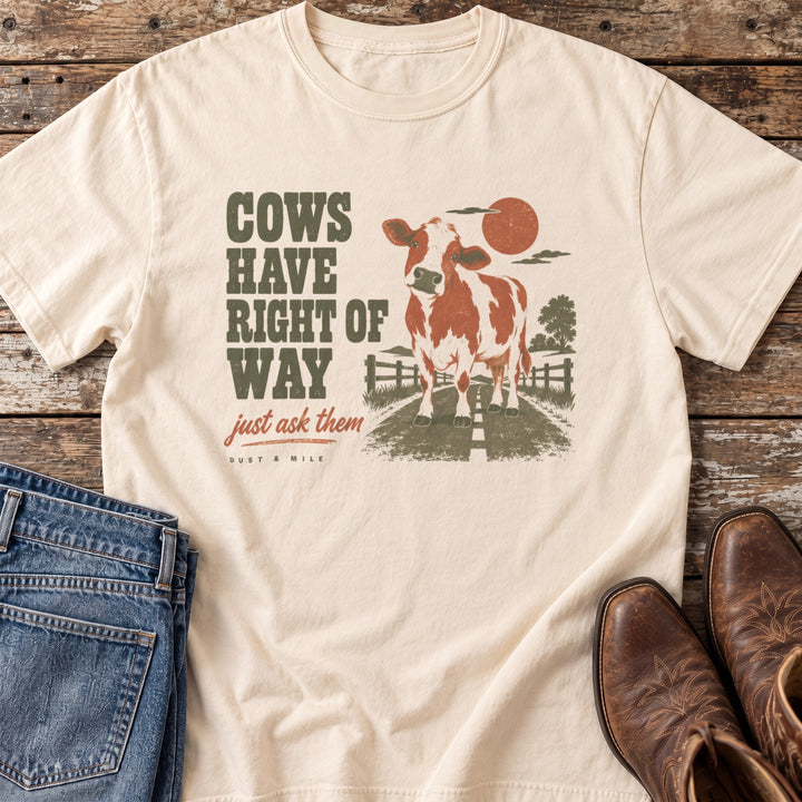 Cows Have Right of Way T-Shirt in Ivory
