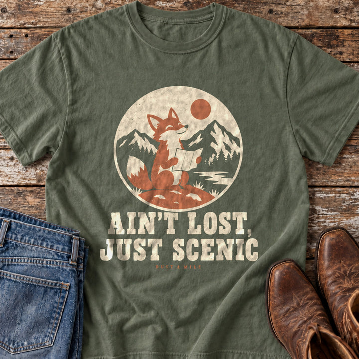 Ain't Lost, Just Scenic T-Shirt in Moss