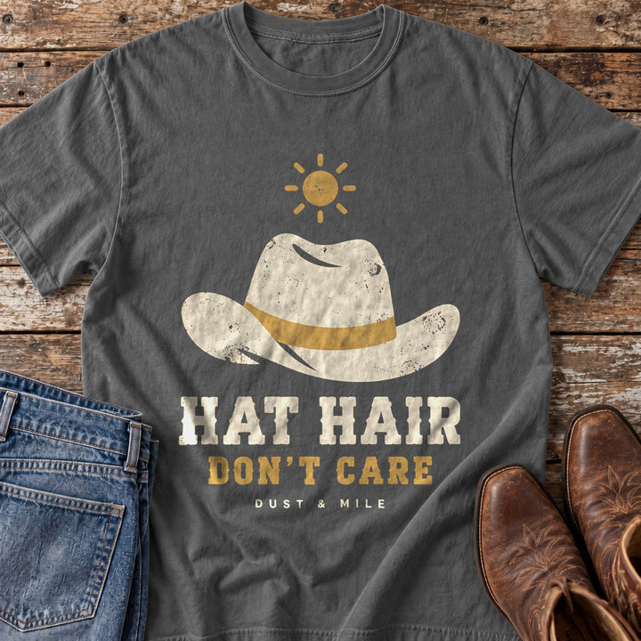 Hat Hair Don't Care T-Shirt in Pepper