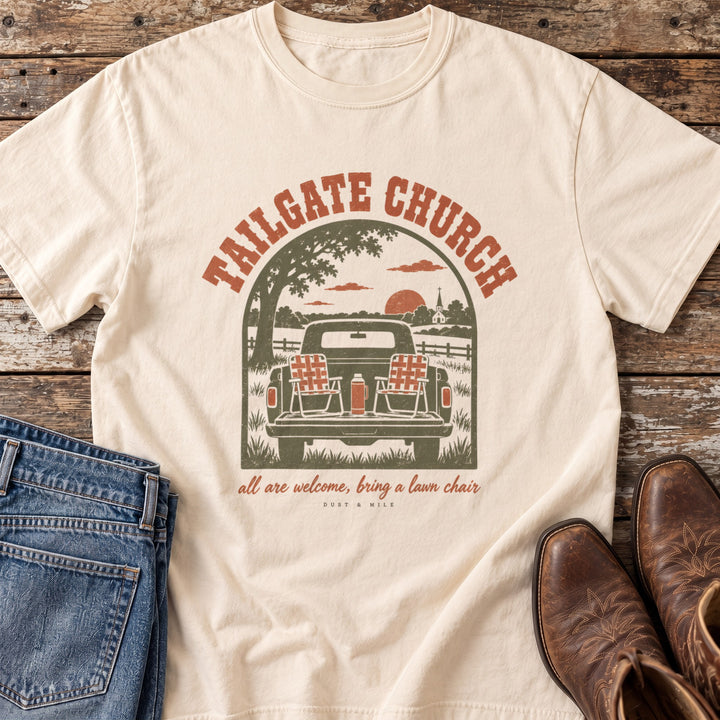 Tailgate Church T-Shirt in Ivory