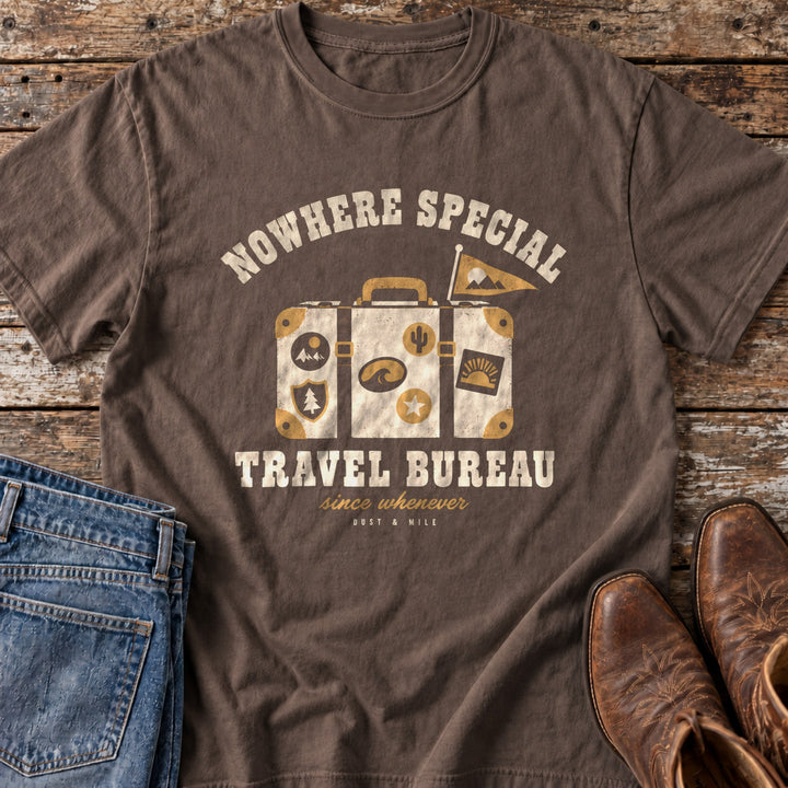 Nowhere Special Travel Bureau T-Shirt in Espresso