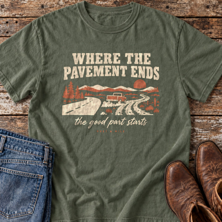 Where the Pavement Ends T-Shirt in Moss