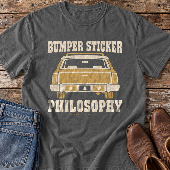 Bumper Sticker Philosophy T-Shirt in Pepper