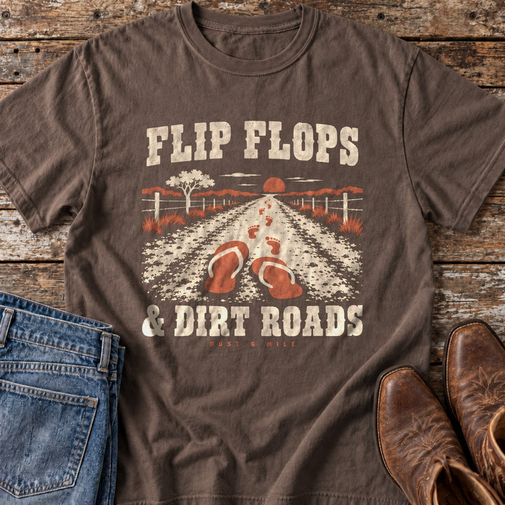 Flip Flops & Dirt Roads T-Shirt in Espresso