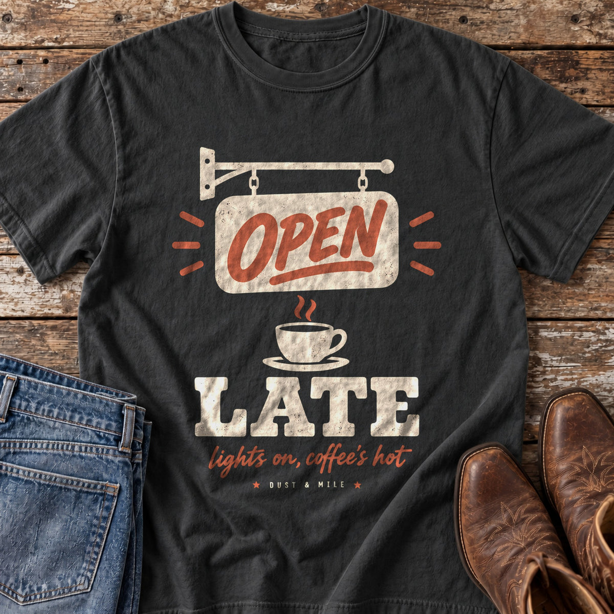Open Late T-Shirt in Black
