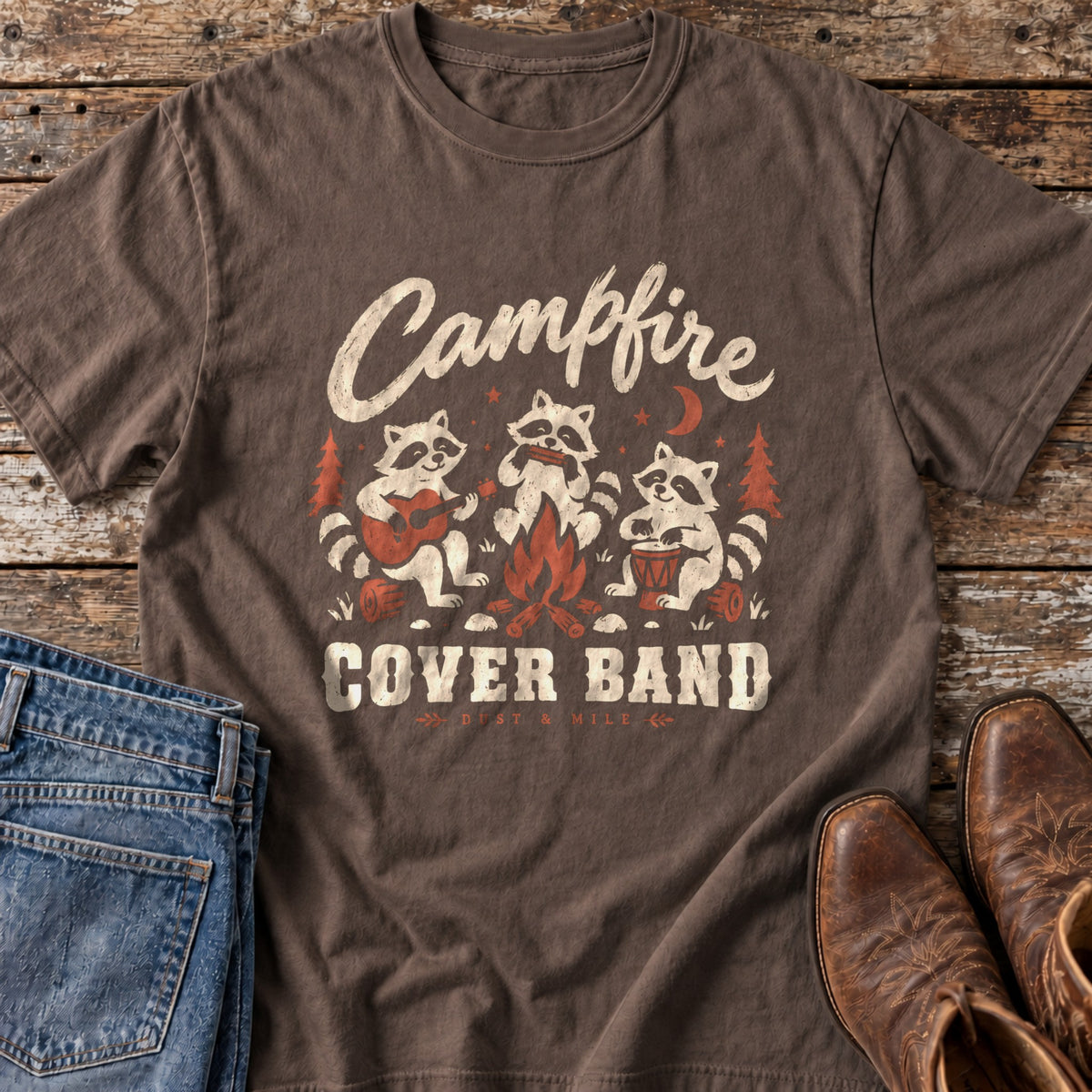 Campfire Cover Band T-Shirt in Espresso