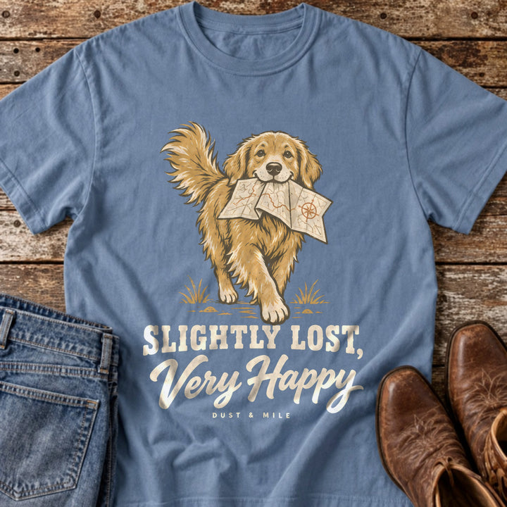 Slightly Lost, Very Happy T-Shirt in Blue Jean