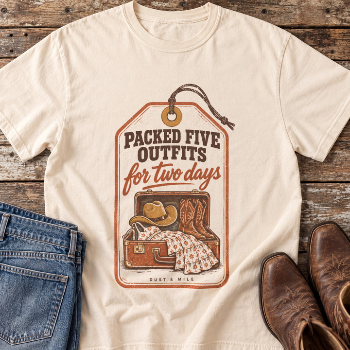 Packed Five Outfits for Two Days T-Shirt in Ivory