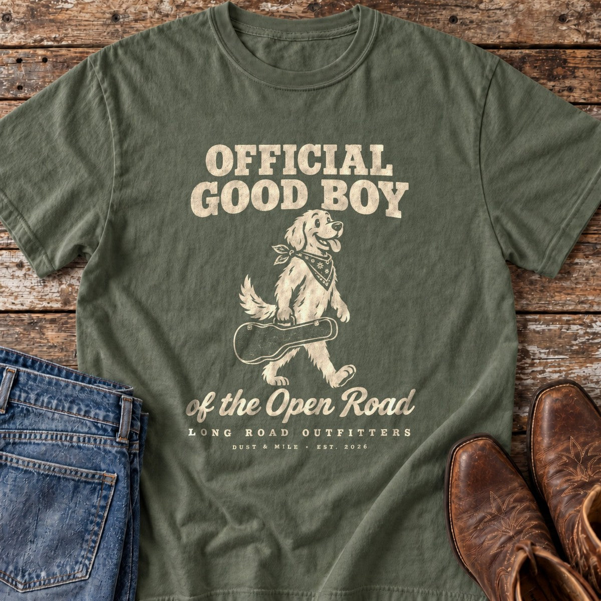 Official Good Boy T-Shirt flat lay