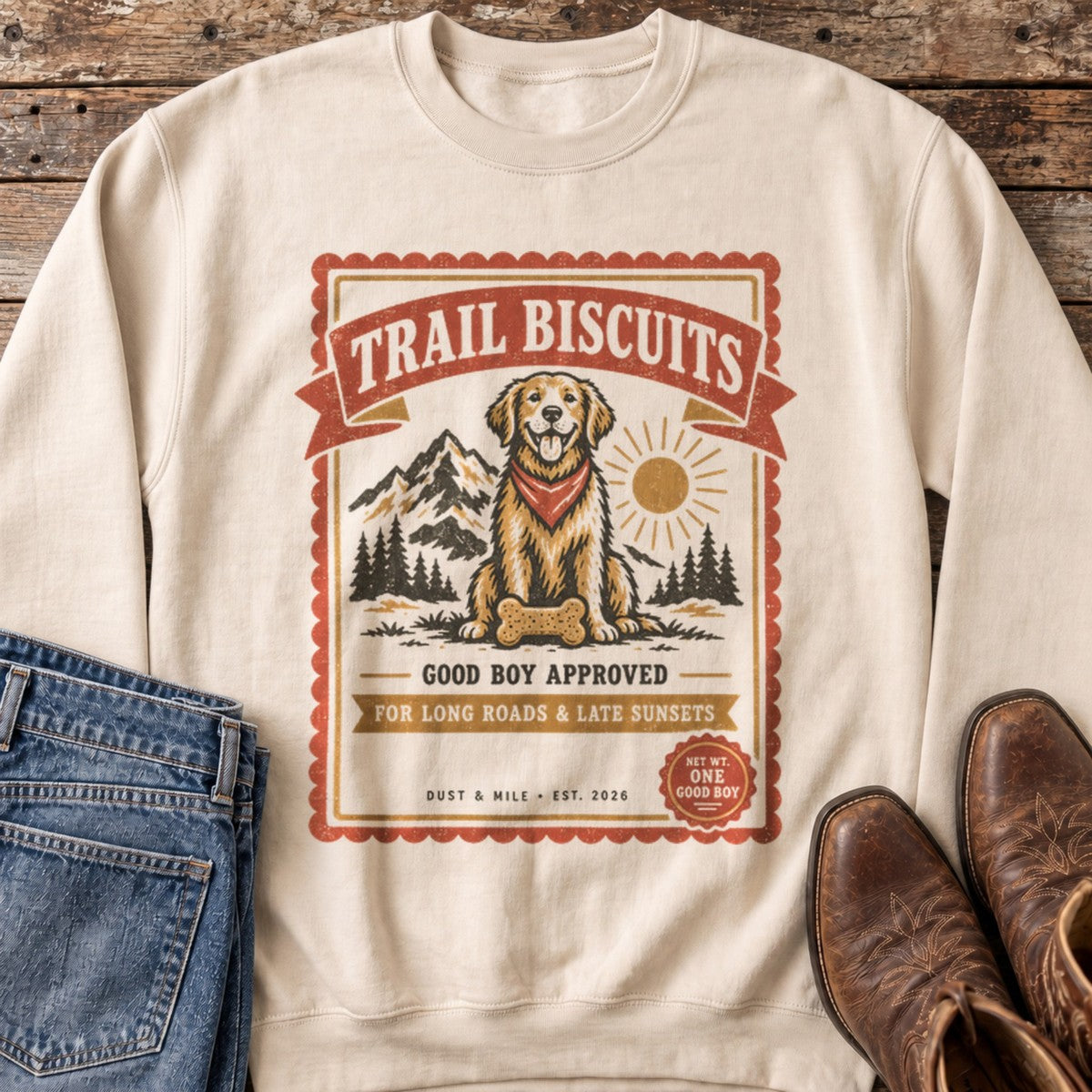 Trail Biscuits Sweatshirt in Sand flat lay