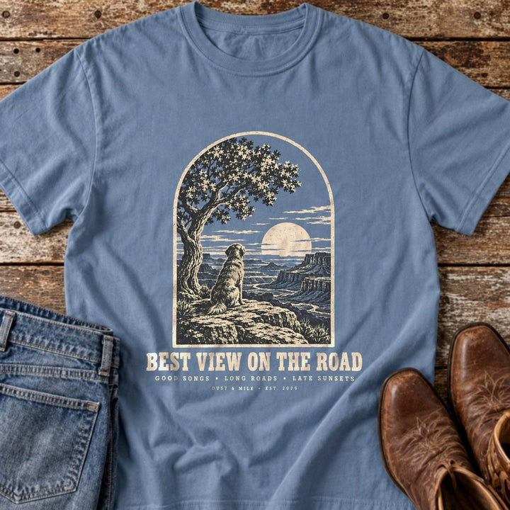 Best View on the Road T-Shirt in Blue Jean