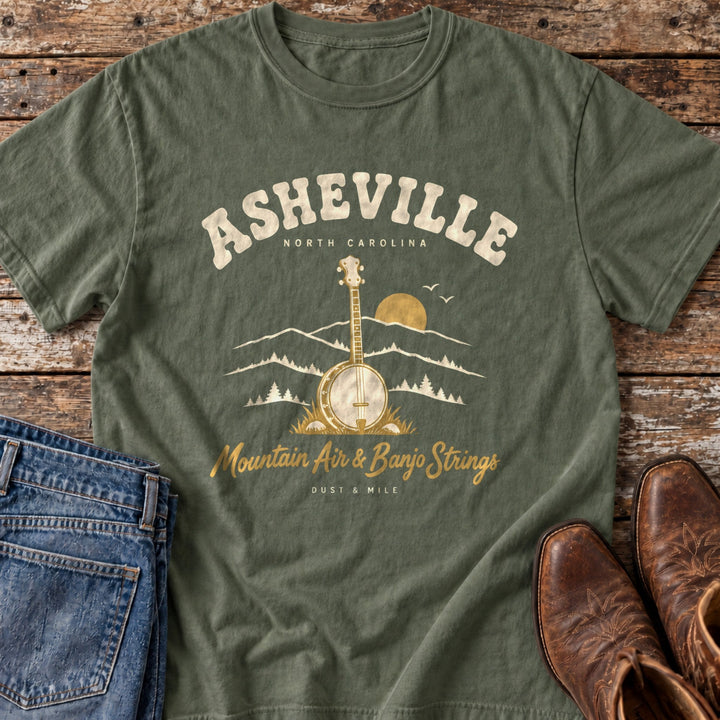 Asheville Banjo Strings T-Shirt in Moss