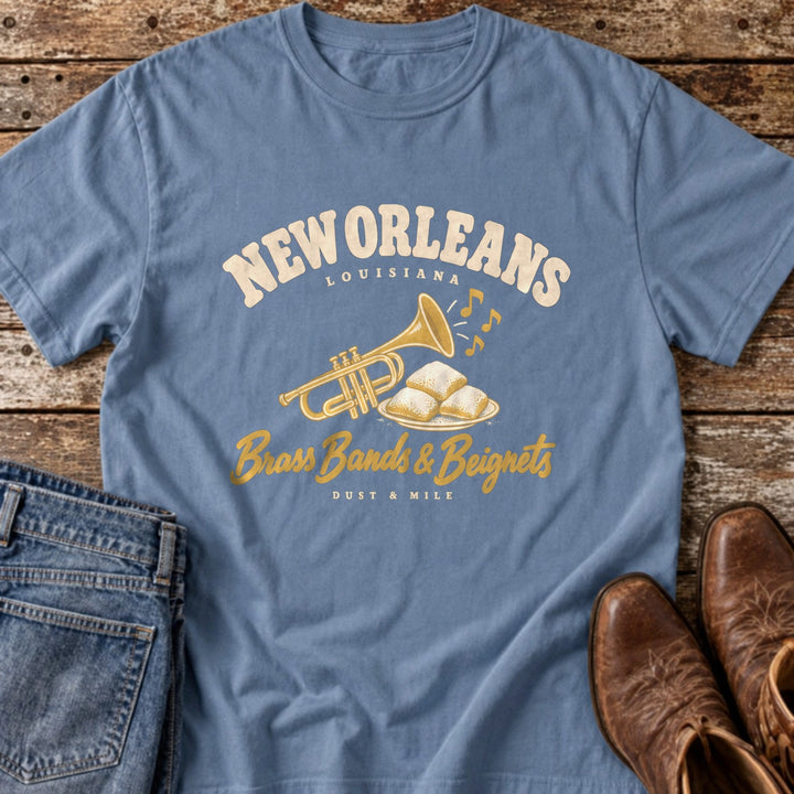 New Orleans Brass Bands T-Shirt in Blue Jean