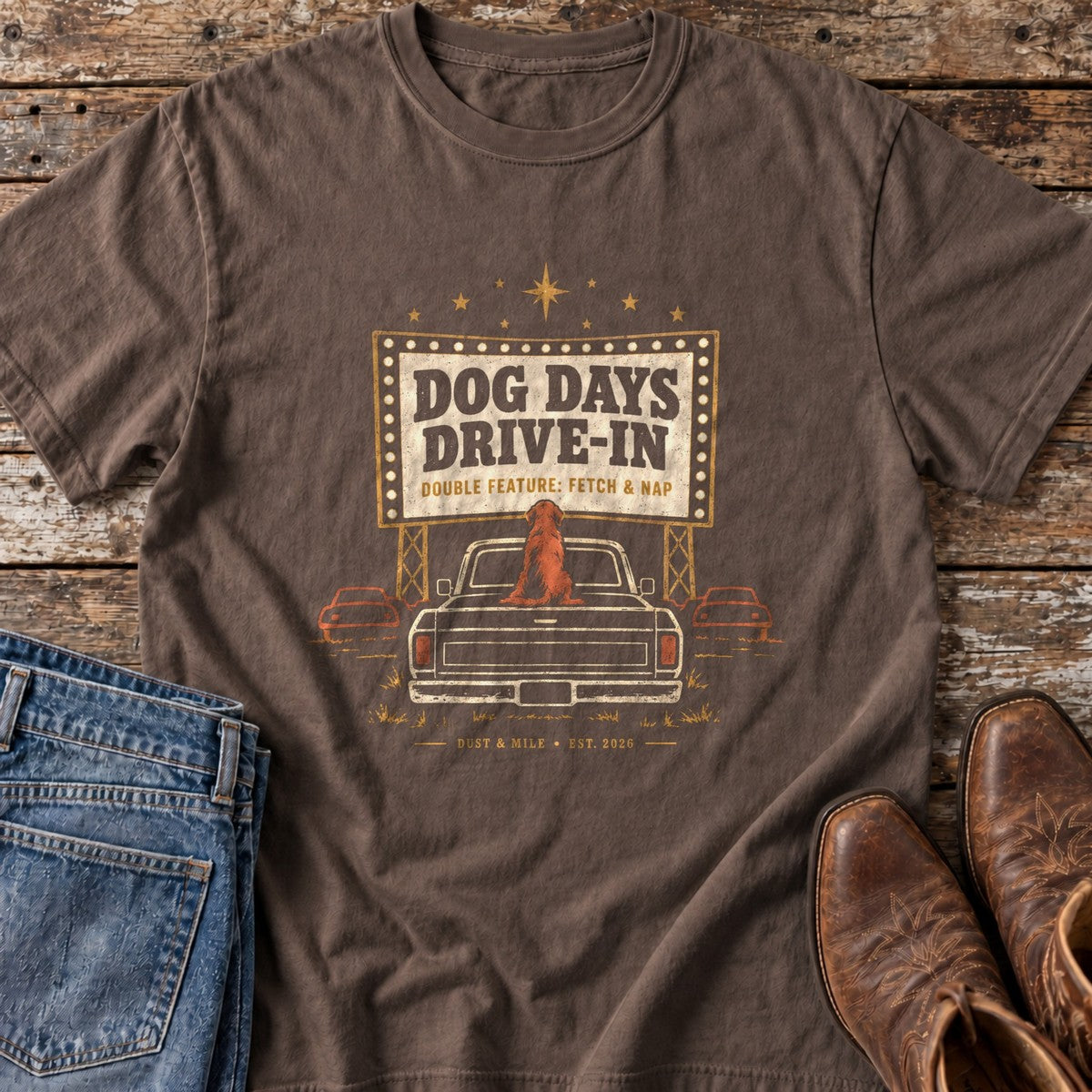 Dog Days Drive-In T-Shirt flat lay